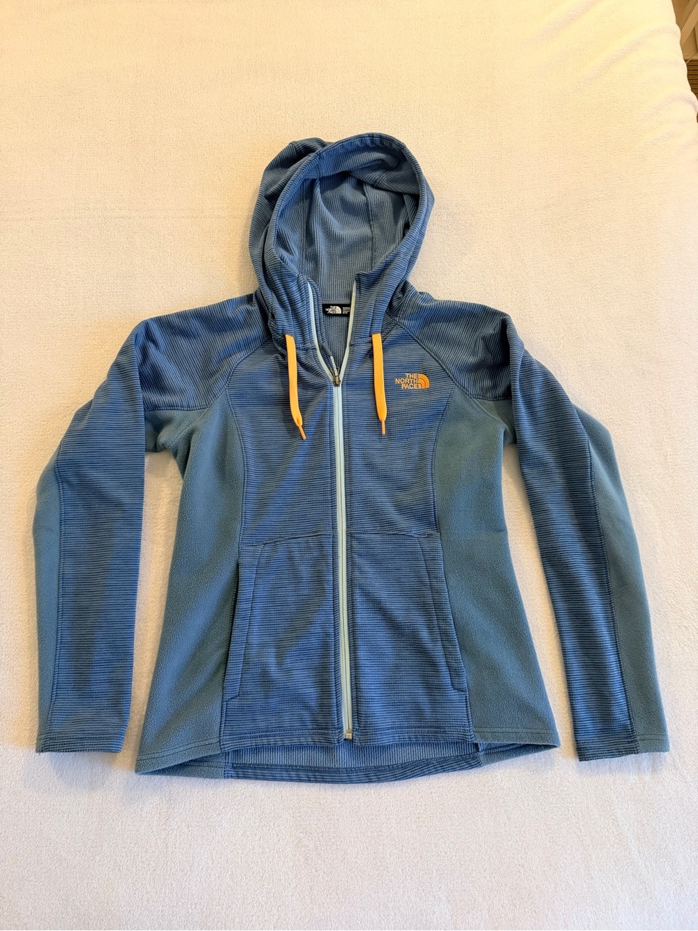 The North Face Women's Blue Hooded Utility Jacket with Yellow Accents